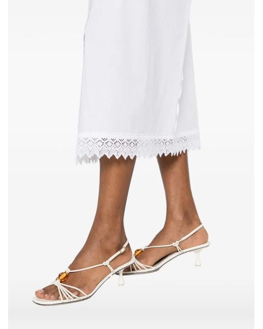 THE NINA STUDIO White Lace-Detail Midi Skirt