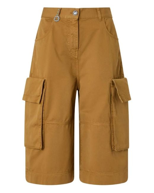 Pinko Natural Cargo Bermuda Shorts With Rivets