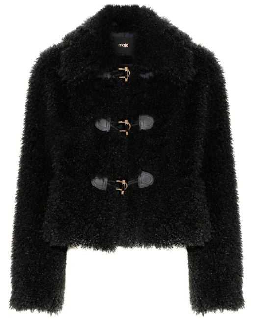 Maje Black Curly Coat