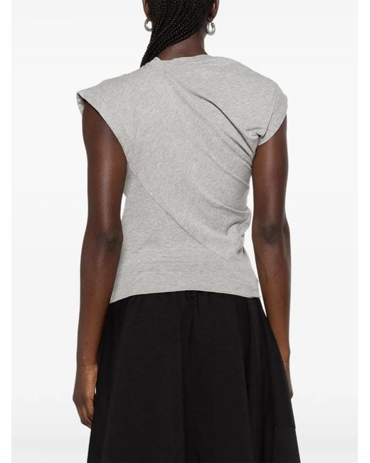Vivienne Westwood Gray Hebo Orb-Embroidered Draped-Design T-Shirt