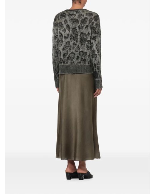 Avant Toi Green Leopard-Print Knit Sweater