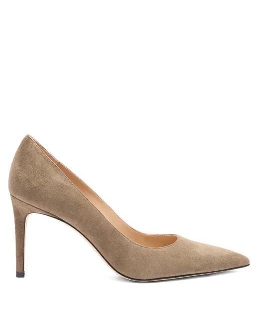 Stuart Weitzman Brown 85Mm Stuart Power Suede Pointed-Toe Pumps