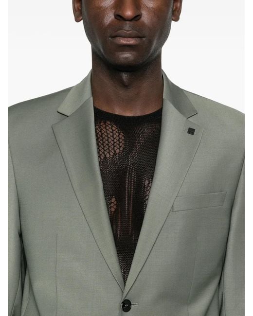 Karl Lagerfeld Green Button Notch-Lapel Blazer for men