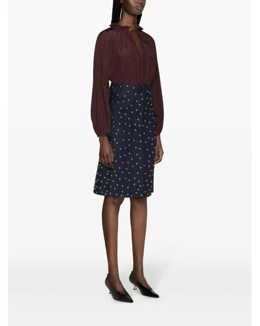 Lanvin Purple Ruffle-Detailed Flared Blouse
