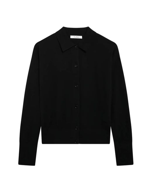 Max Mara Black Collared Buttoned Cardigan