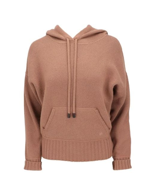 Isaia Brown Drawstring-Hood Long-Sleeve Hoodie