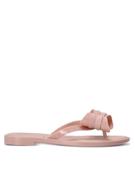 Melissa Pink Slim V Bow-Embellished Flip Flops