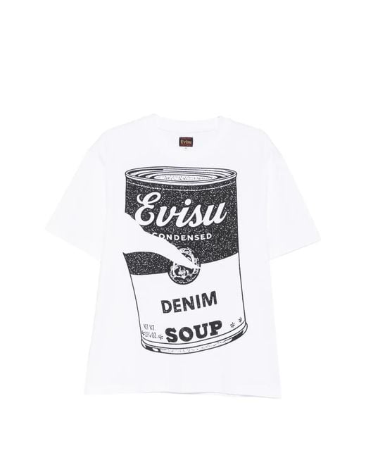 Evisu White Graphic-Print T-Shirt for men