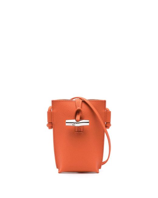 Étui pour smartphone Roseau en cuir Longchamp en coloris Orange