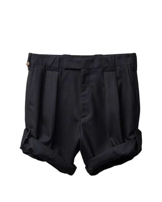 Versace Black Pinstripe Wool Formal Shorts