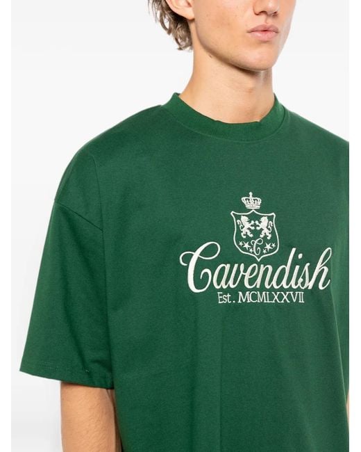 CAVENDISH® Green Logo-Embroidered T-Shirt for men