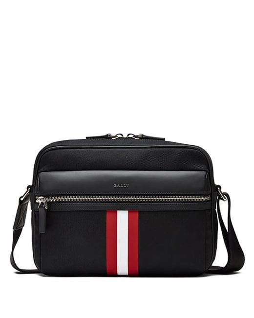 Bally Black Tharek Ribbon-Detail Canvas Messenger Bag for men