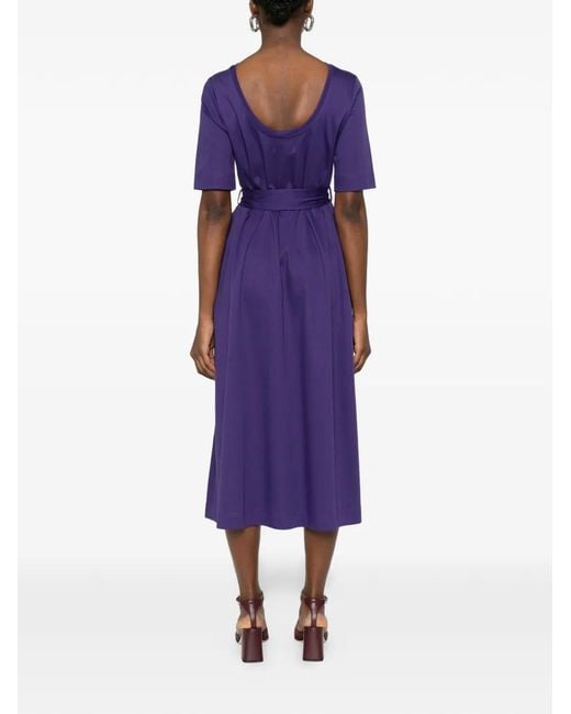 Psophia Purple Tie-Waist Midi Dress
