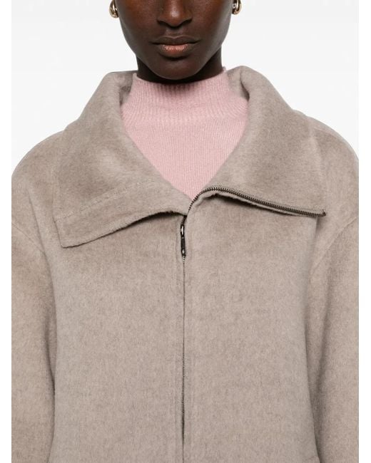 P.A.R.O.S.H. Natural High-Neck Zip-Up Coat