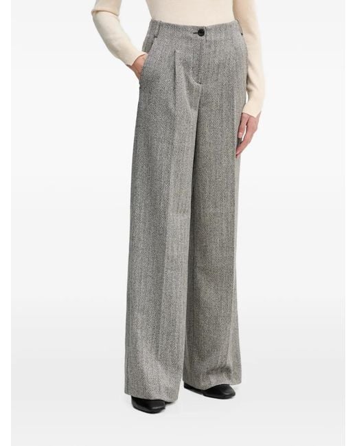 Sisley Gray Herringbone Wide Trousers