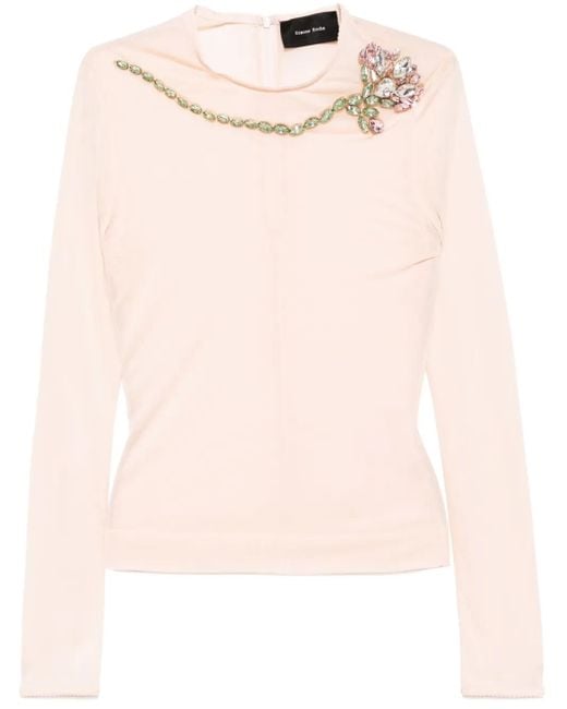 Simone Rocha Mesh Top Verfraaid Met Anjer in het Pink