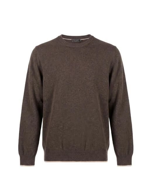 Peserico Gray Ribbed-Trim Sweater for men