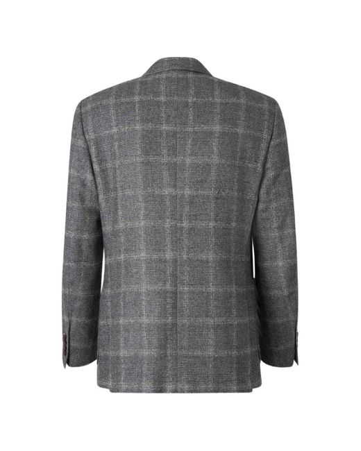 Canali Gray Check-Pattern Single-Breasted Blazer for men