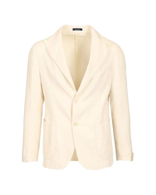 Guarinucci Natural Slub-Texture Notched-Lapels Blazer for men