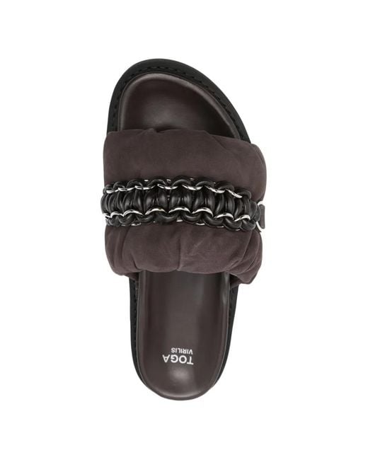 Toga Virilis Black Chain-Detail Padded Sandals for men