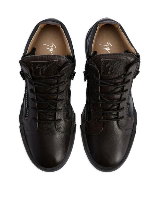 Giuseppe Zanotti Black Zip-up High-top Leather Sneakers for men