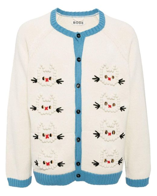 Bode Natural Cat-Motif Cardigan for men