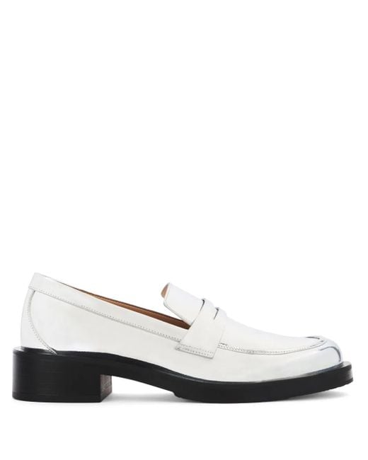 Stuart Weitzman White Metallic Calf Leather Loafers