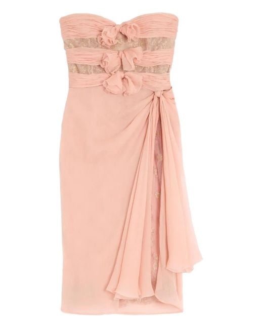 Valentino Garavani Pink Lace-Embellishment Midi Dress