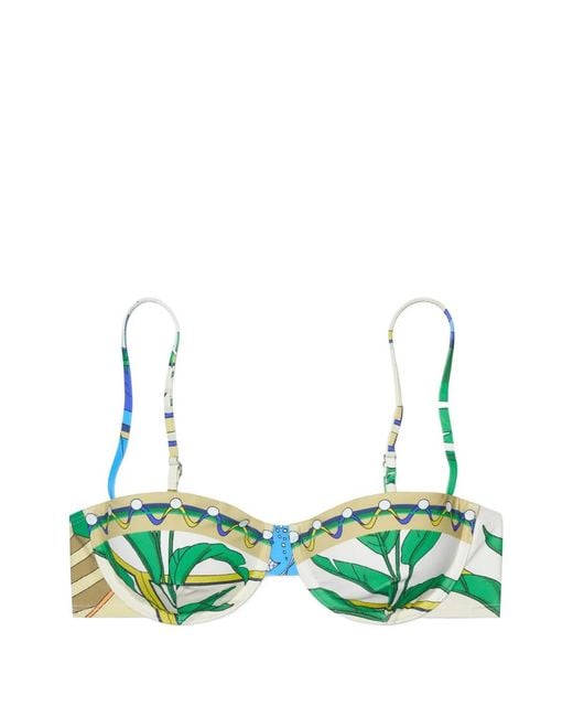 Tory Burch Green Printed Bikini Top