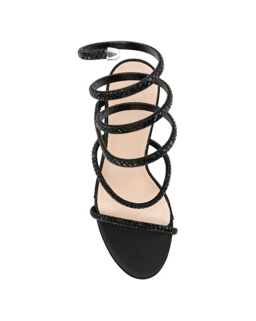 Twentyfourhaitch Black Zeja Embellished Spiral-Bound Sandals