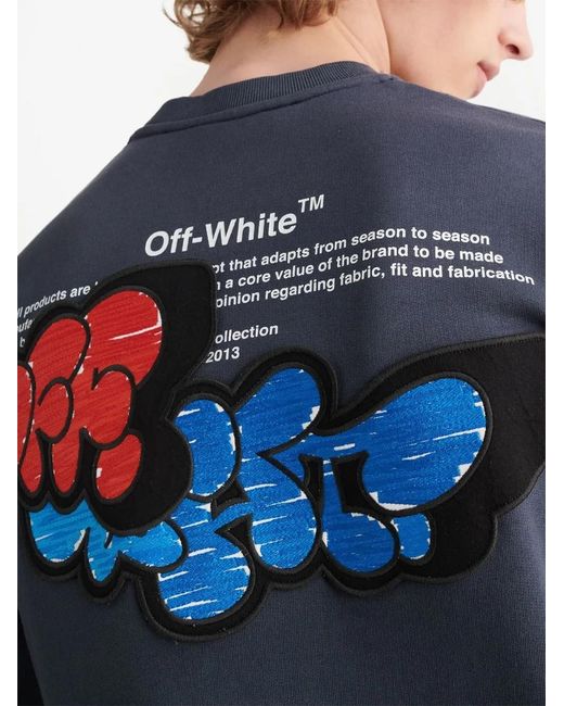 Off-White c/o Virgil Abloh Blue Logo-Print Crew Neck Sweatshirt for men