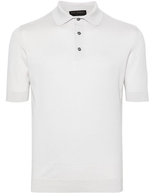 Dell'Oglio Fine-knit cotton polo shirt in White für Herren
