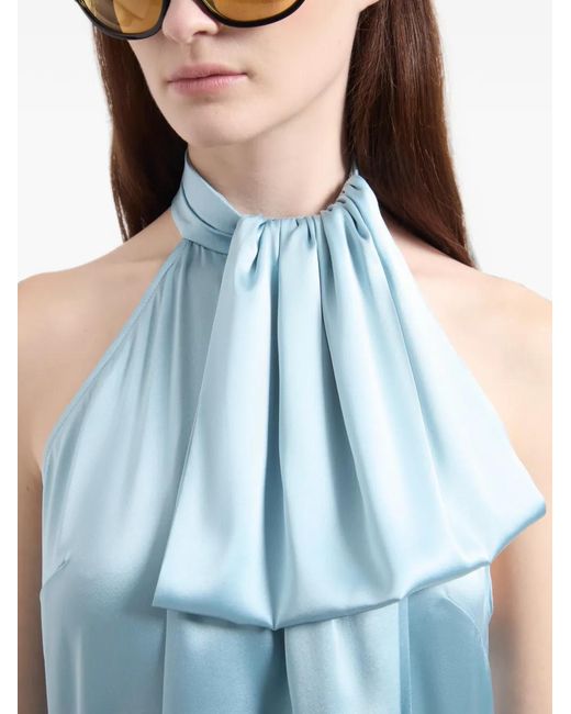 Nina Ricci Blue Halterneck Satin Top