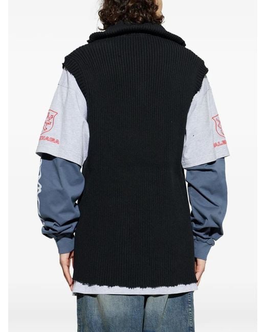 Balenciaga Blue Zip Knitted Sweater for men