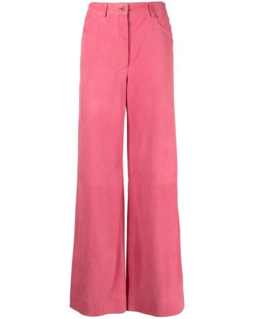 Alberta Ferretti Pink Weite Hose Aus Wildleder