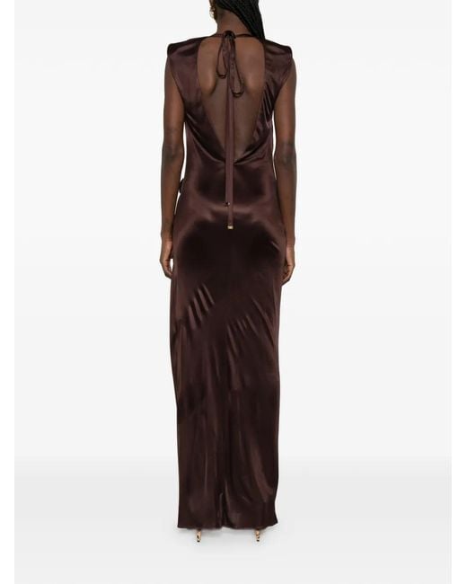 what accessories to wear with burgundy dress Elisabetta Franchi - Red Carpet dress in cherry lurex jersey main image 0