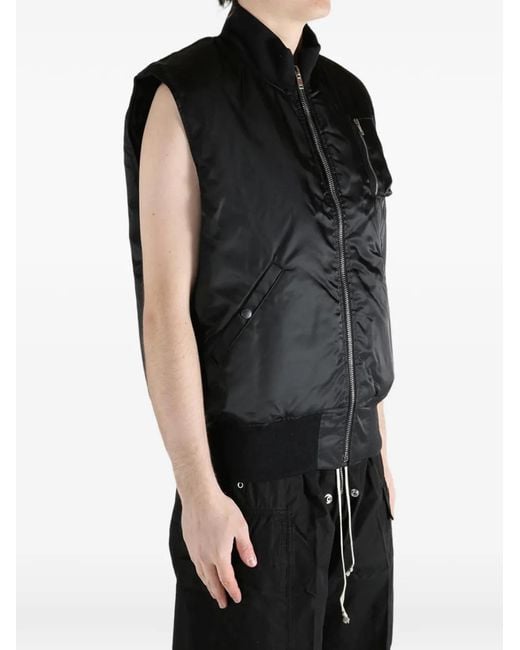 Rick Owens Black Zip Sleeveless Jacket for men