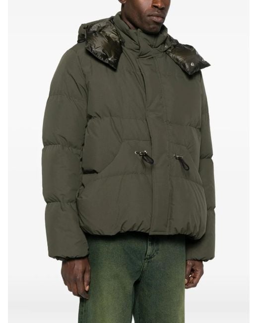 Sacai Green Hooded Drawstring Puffer Jacket for men