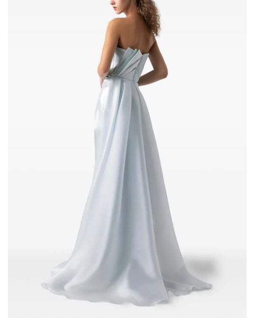 Gaby Charbachy Blue Fold-Detailing Asymmetric Maxi Dress