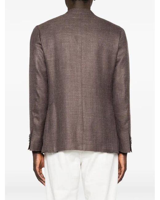 Canali Brown Kei Notched-Lapel Blazer for men