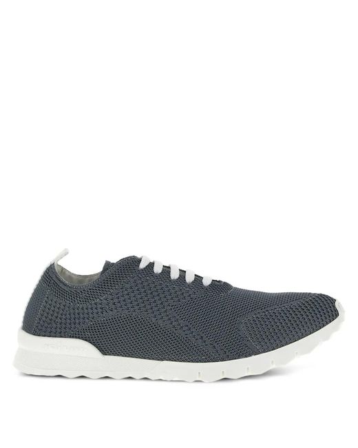 Kiton Blue Fits Logo-Embroidered Sneakers for men
