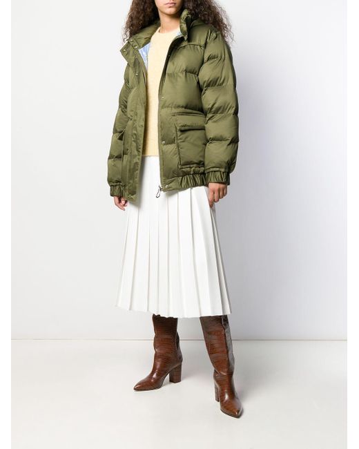 Sandro Cotton Padded Hooded Coat in Green | Lyst