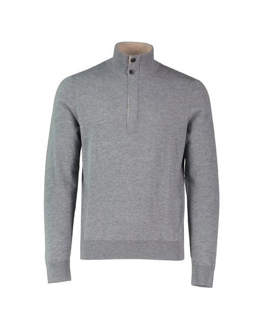Pal Zileri Gray Button-Up High-Neck Top for men