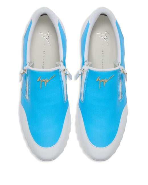Giuseppe Zanotti Blue Ilde Run Double-Zip Low-Top Sneakers for men