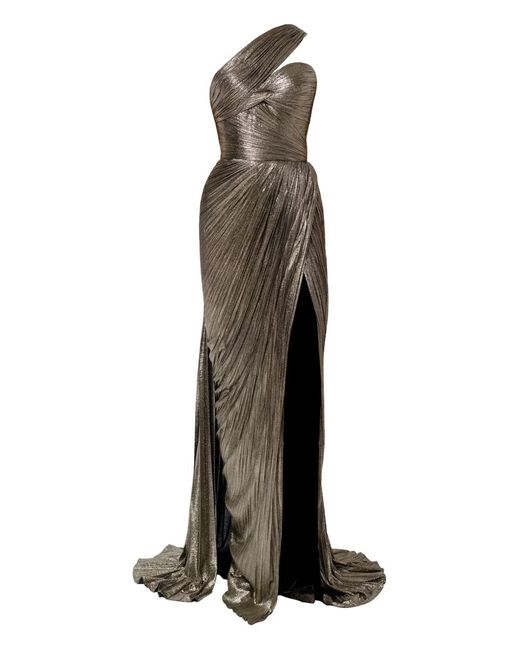 IRIS SERBAN White Alba Pleated One-Shoulder Dress