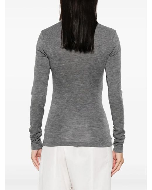 Rohe Wollen T-Shirt Met Lange Mouwen in het Gray