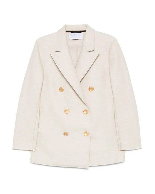 Caban Doppiopetto Con Bottoni Color Oro di Harris Wharf London in White