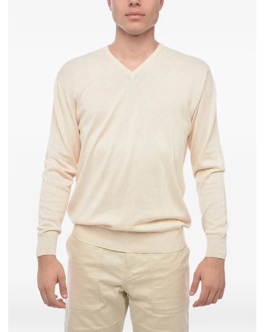 Corneliani Natural V-Neck Sweater for men