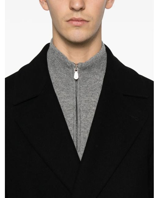 Hevò Black Surbo Buttoned Coat for men