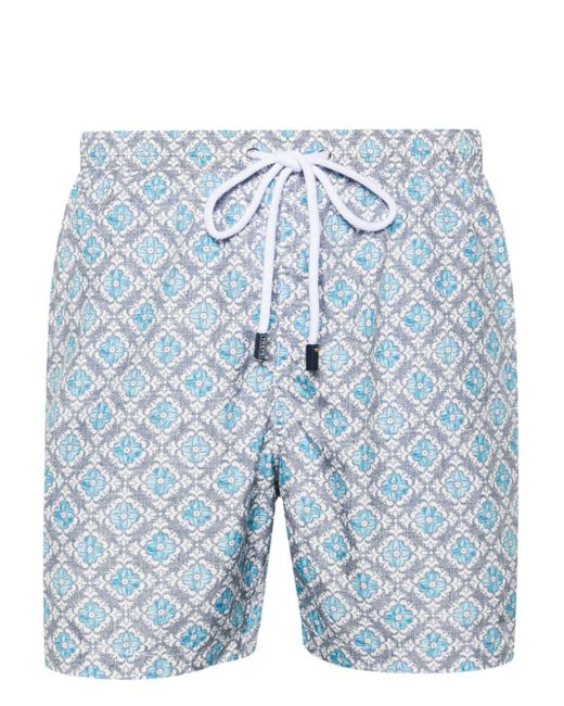 Barba Napoli Blue Floral-print Swim Shorts for men